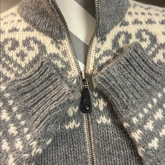 WOOL HOUSE Full Zip New Wool Sweater, NWOT, Gray/Cream, XS, $149 - Picture 4 of 10
